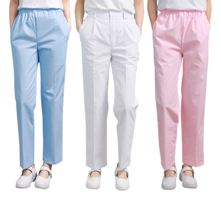 护士裤白色蓝裤松紧腰西裤腰冬季医生工作加厚医护女裤秋冬新款