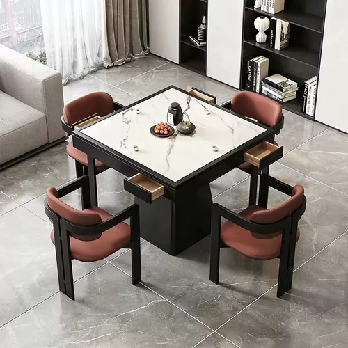 实木八仙桌掼蛋专用桌正方形四方桌餐桌新中式岩板棋牌桌椅组合
