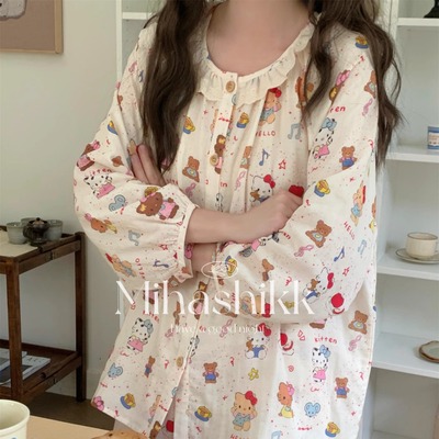 四季全棉双层纱布可爱卡通家居服