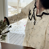 PUPPY全棉磨毛黑白蝴蝶结长袖 长裤 套装 CHERRY 韩国睡衣居家服四季