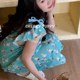 CHERRY 女 PUPPY两色睡裙夏全棉趣多多兔吊带短裤 家居服睡衣套装