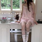 8色夏Fairy Say韩系家居服吊带套装 纯棉双层纱宽松睡衣家居服女士