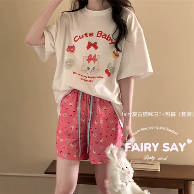fairySay卡通短袖全棉家居服夏