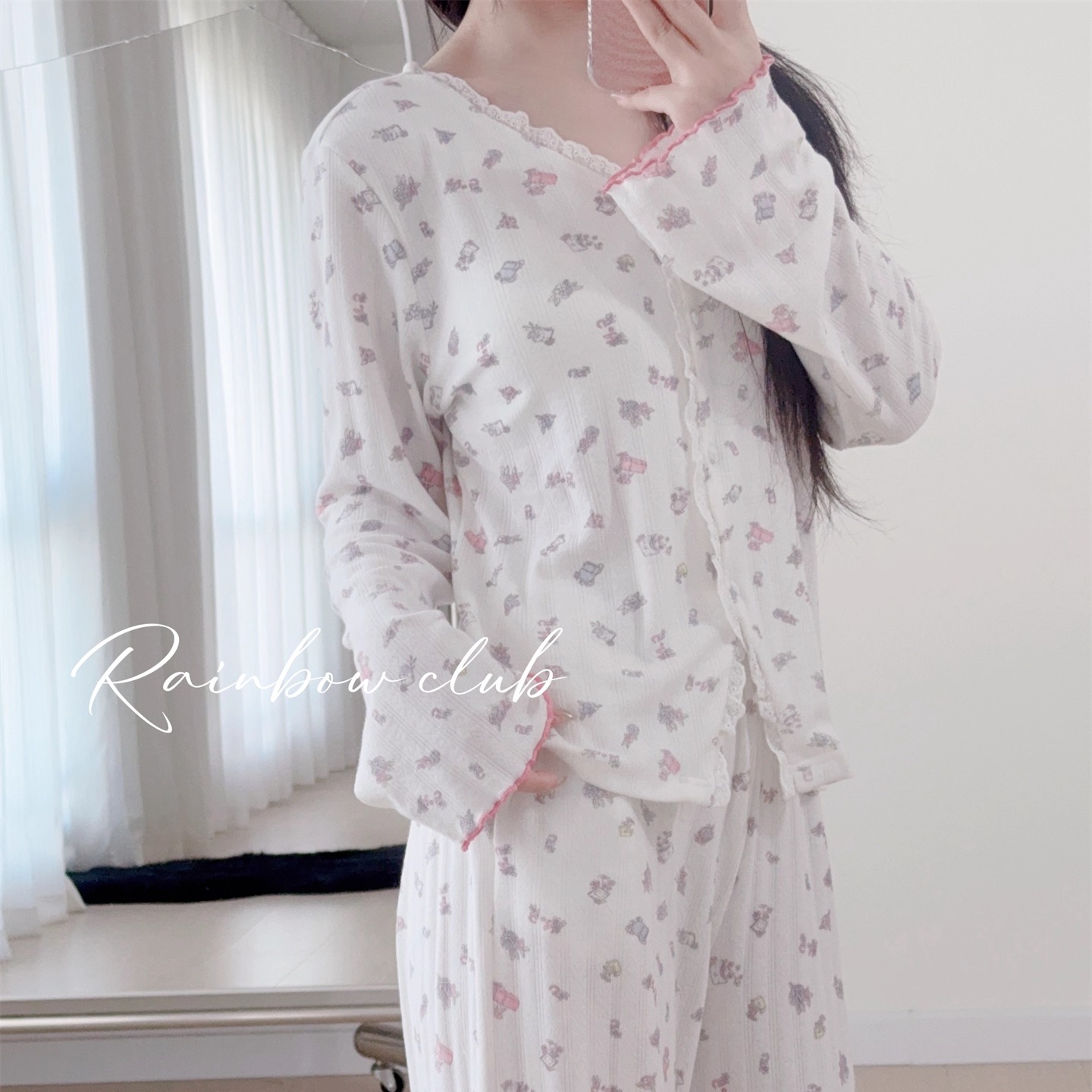 可外穿含胸垫糯叽叽开衫家居服女