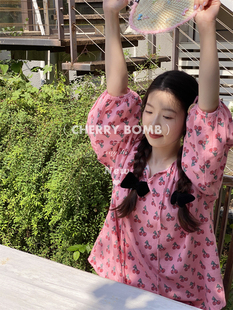 CherryBomb秋冬可爱小樱桃拉绒磨毛棉韩国睡衣居家服长袖长裤套女