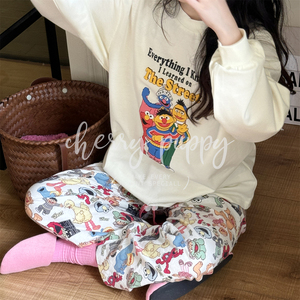 漫画芝麻街卫衣长裤CHERRY PUPPY长袖T恤睡衣居家服可外穿套装女