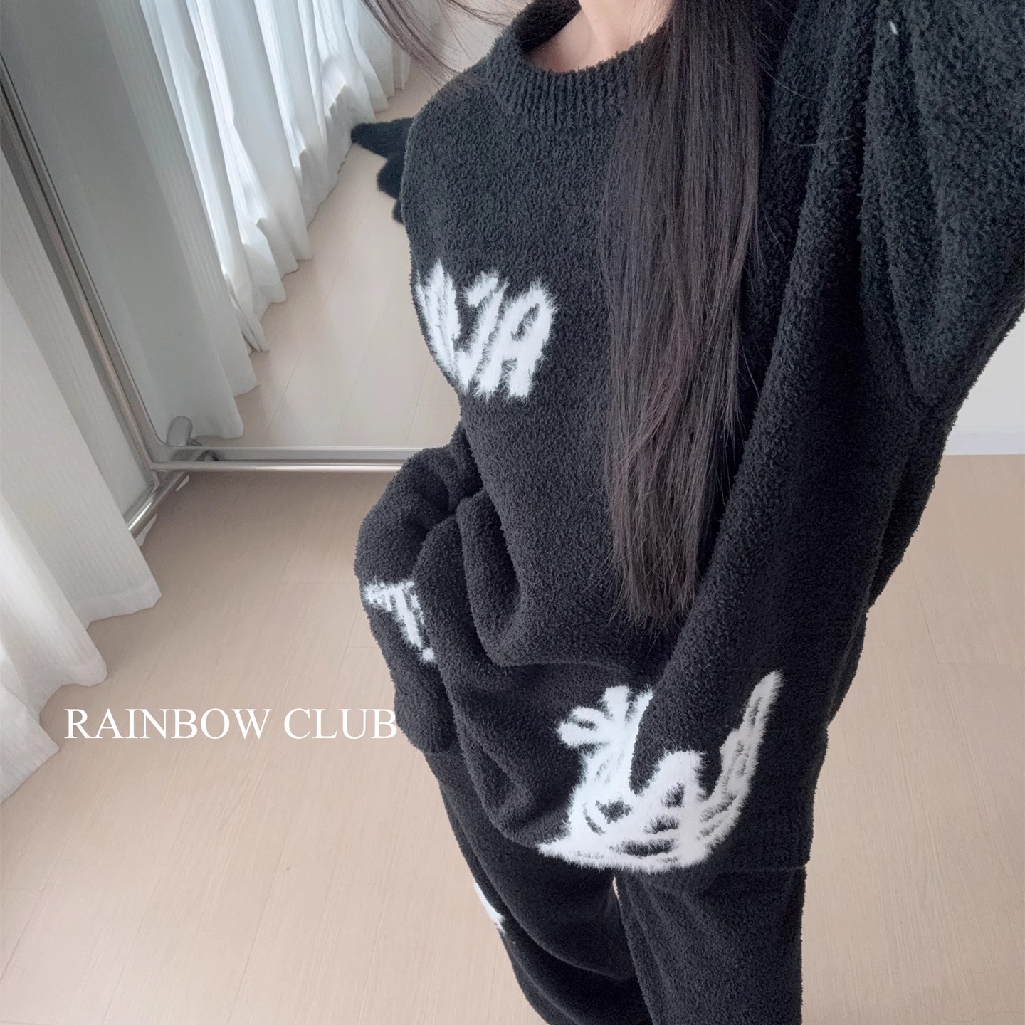 可外穿保暖冬半边绒软绵绵家居服