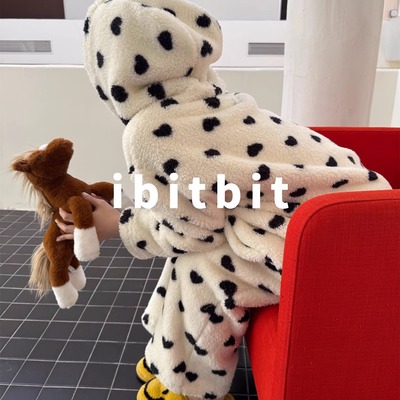 三色秋冬保暖加厚珊瑚绒可爱连帽上衣长裤睡衣家居服女士2025新款