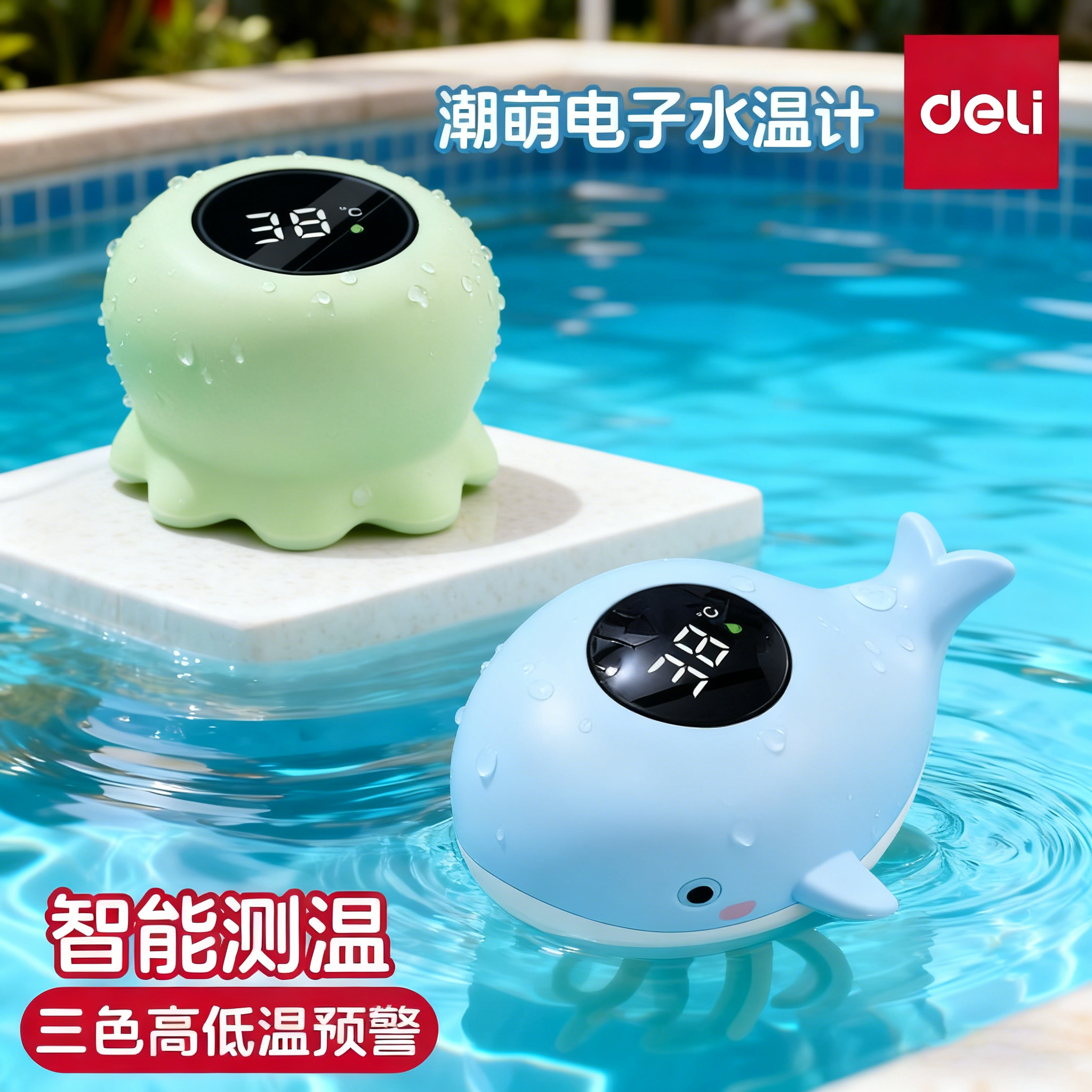 得力宝宝洗澡水温计电子水温测量
