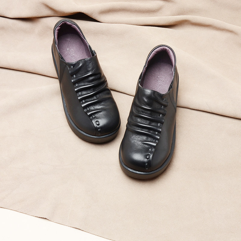 一席之地女鞋圆头软底单鞋妈妈鞋防滑厚底中老年舒适深口真皮皮鞋,女鞋,深口单鞋,淘宝优惠券,粉丝福利购,淘宝优惠卷