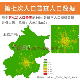 我国第七次人口普查2020年的100m分辨率人口栅格数据gis人口密度