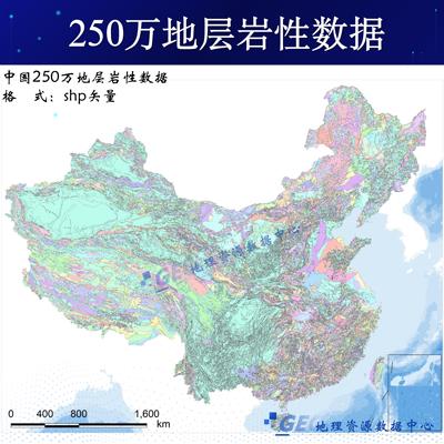 中国地质图地层岩组岩性shp矢量250万全国数字地质数据库gis出图