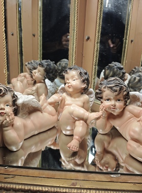 微瑕欧式复古做旧可爱天使树脂桌面小摆件家居客厅餐桌创意装饰品