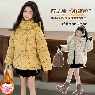 女童加厚羽绒棉服冬季2025新款儿童短款面包服十岁女孩冬装外套12