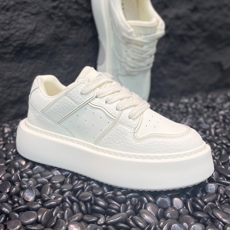 小白鞋2026春季爆款皮面厚底休闲板鞋拼色超火老爹鞋痞帅男鞋棉鞋