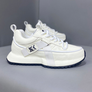 阿甘鞋2026春季新款皮面厚底内增高透气老爹鞋小白鞋爆款超火男鞋