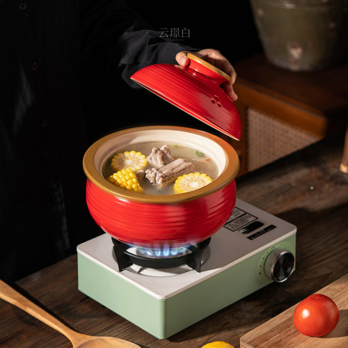 云景白盐焗烧陶瓷砂锅明火直烧