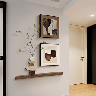 中古风极简轻奢高级感入户正对门玄关装饰画过道走廊高端竖版挂画