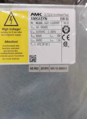 KW60 德国 AMK伺服驱动控制器 AMKASYN++KW60++D-73230