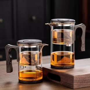 无杆磁吸飘逸杯全玻璃内胆茶水分离泡茶杯办公家用茶具简易泡茶壶