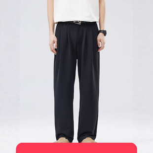 爆款黑色直筒裤男款新通勤秋季新款小西裤宽松垂感百搭西装休闲裤