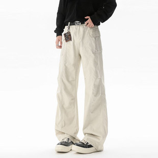爆款春秋2026新款男生美式水洗多袋工装裤男士宽松直筒休闲裤子