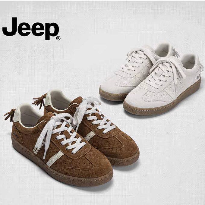 jeep棕色德训鞋女款2026春夏新款复古百搭运动鞋轻便透气平底板鞋