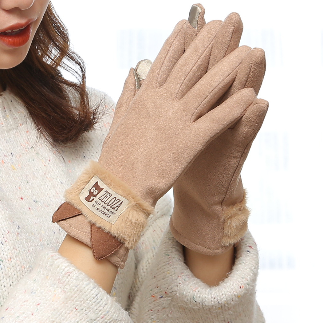 保暖手套女冬季触屏加绒加厚