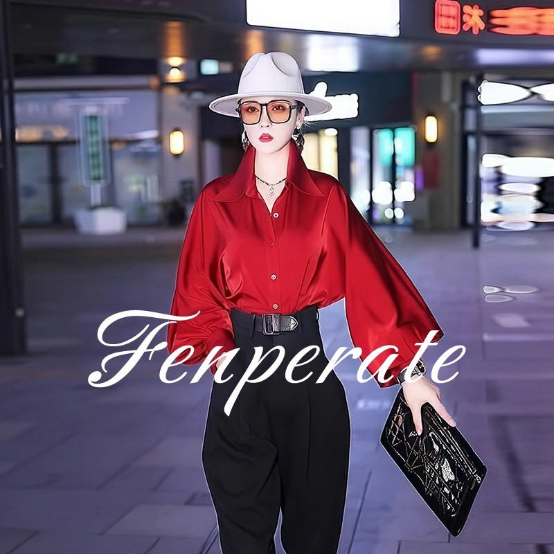 FENPERATE轻奢时尚气质休闲衬衣女秋季新款独特别致小众洋气衬衫