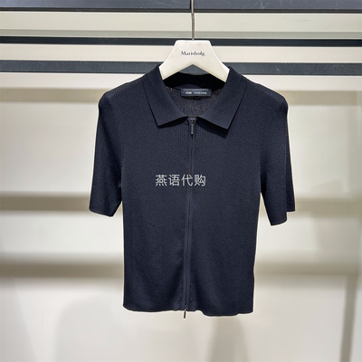 AUM奥姆正品春夏女凉感短款双头拉链黑色针织衫修身1680商场同款
