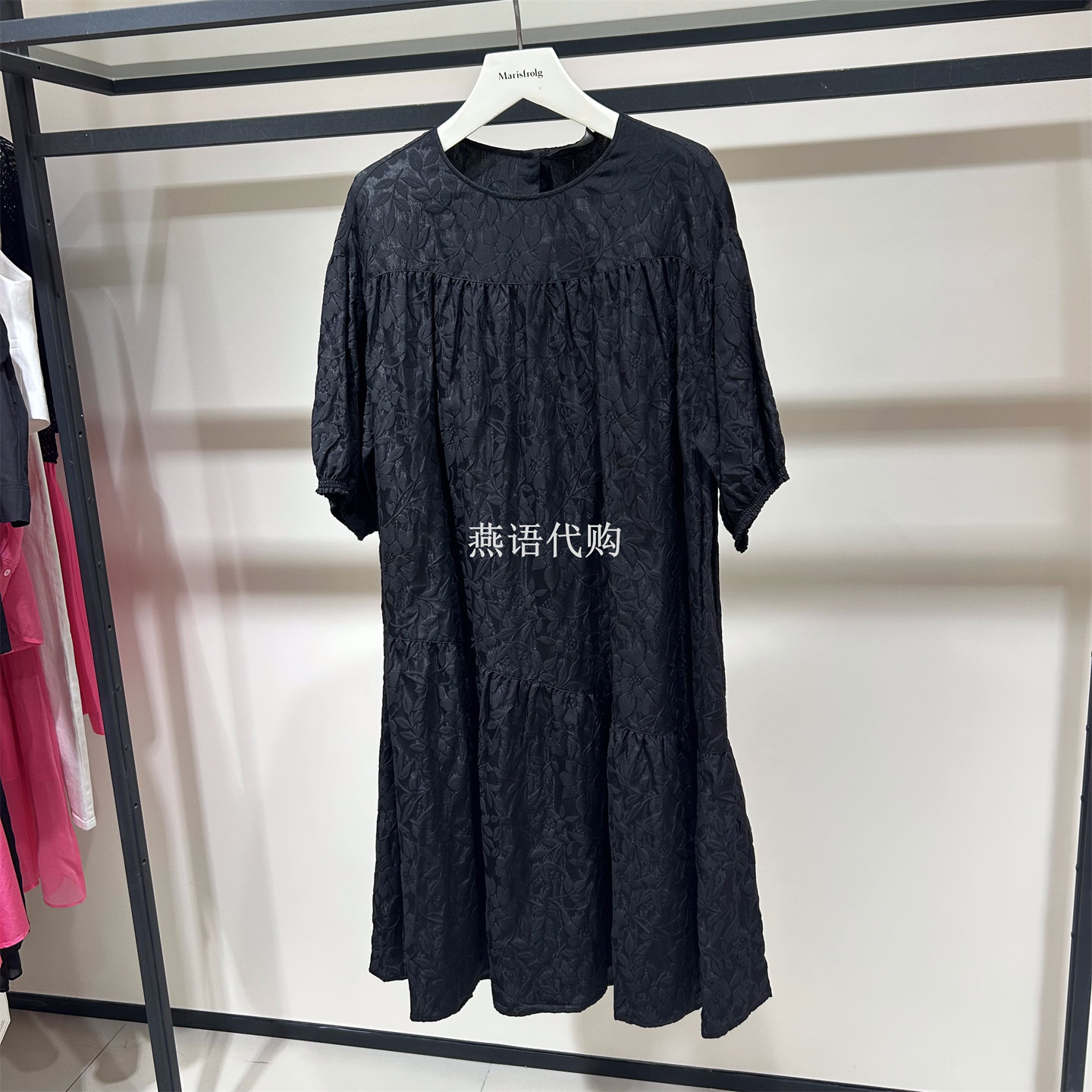 AUM奥姆正品春季女立体提花肌理感泡泡袖连衣裙专柜4280商场同款