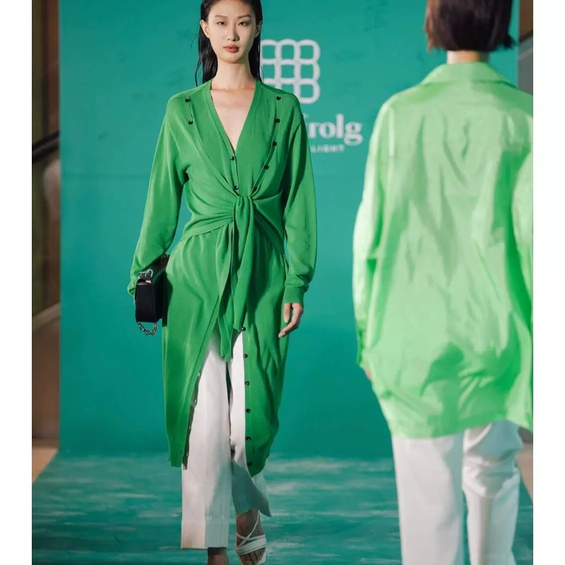 玛丝菲尔假两件针织连衣裙