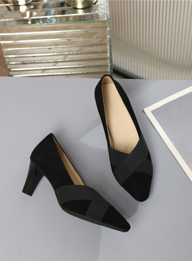 宽楦正品真皮德国女鞋2026春季新款优雅尖头高跟单鞋不掉根68729