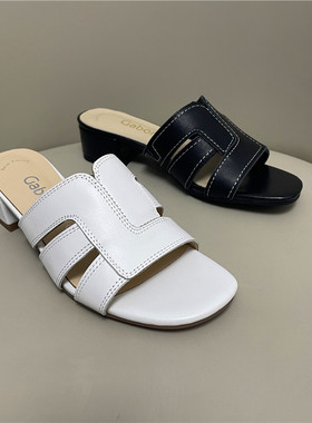 宽楦现货正品真皮德国女鞋2024春新款圆头中跟凉鞋舒适拖鞋41.709