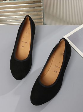 正品真皮德国Golbor女鞋2025春新款圆头内增高软底坡跟单鞋95.360