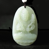 和田玉白玉籽料十二生肖本命佛吊坠属相守护神观音玉佛菩萨平安牌