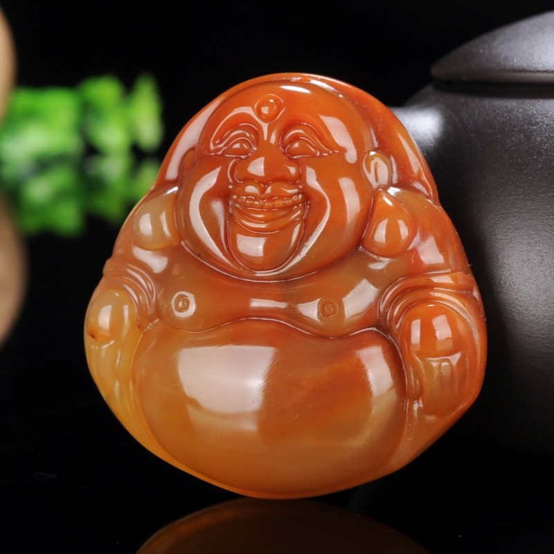 天然正品云南黄龙玉佛公吊坠女士弥勒佛笑佛大肚佛平安牌毛衣链