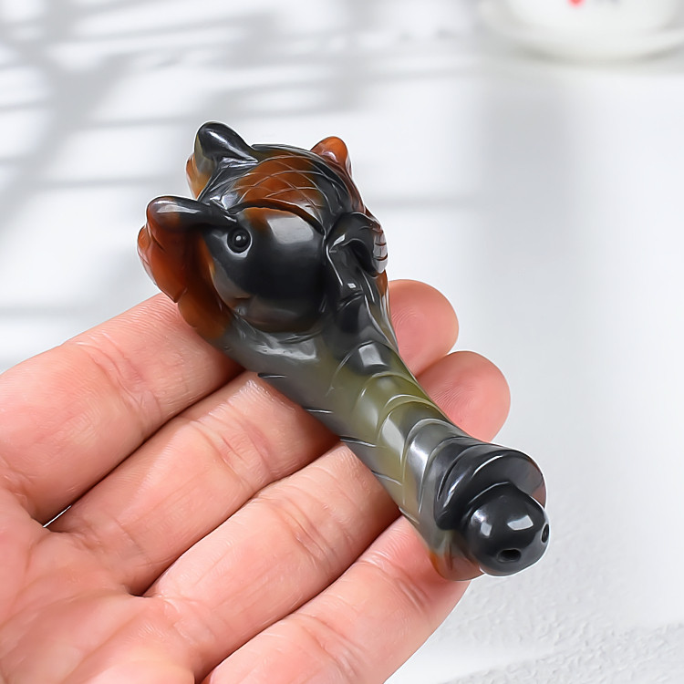 天然正品黄龙玉鹰爪玉鱼手把件精雕玉石抓住机遇于是挂件把玩件