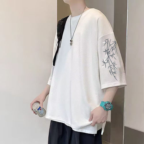 新中式国风七分袖t恤男士夏季
