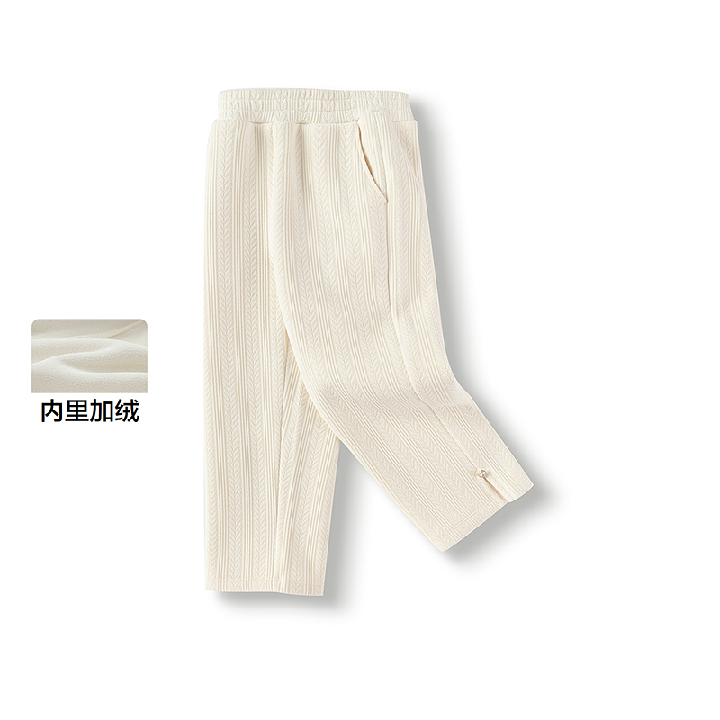 巴拉巴拉长裤女童加绒提花针织裤