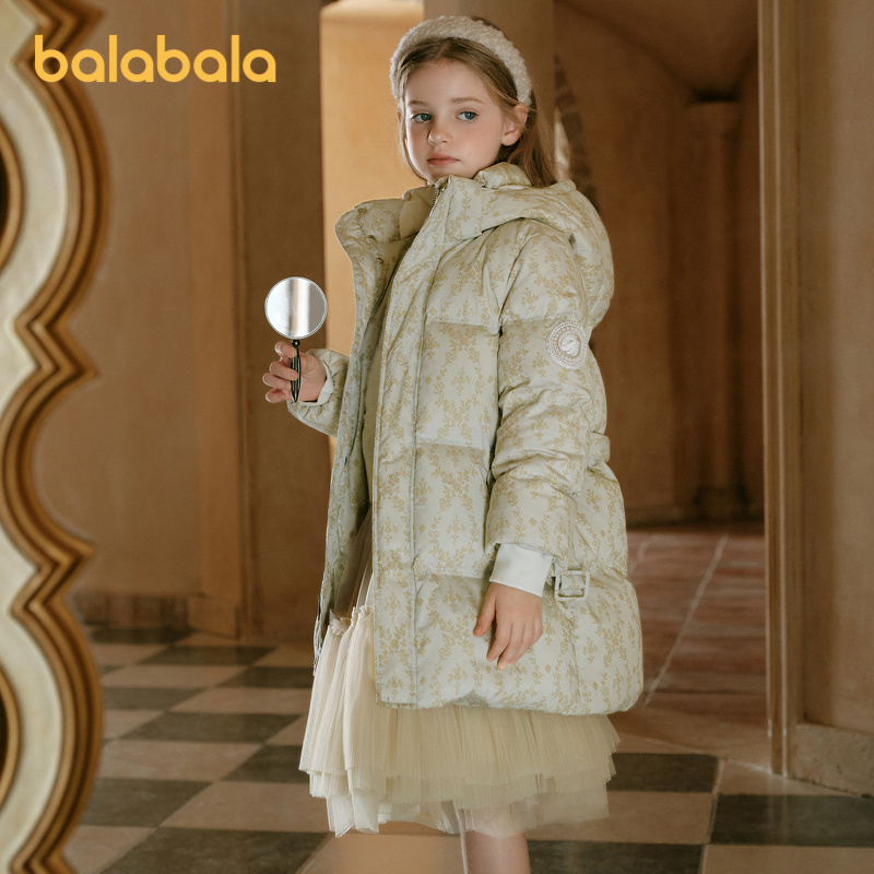 【premium】巴拉巴拉高端线24冬白鹅绒服中长款羽绒服外套