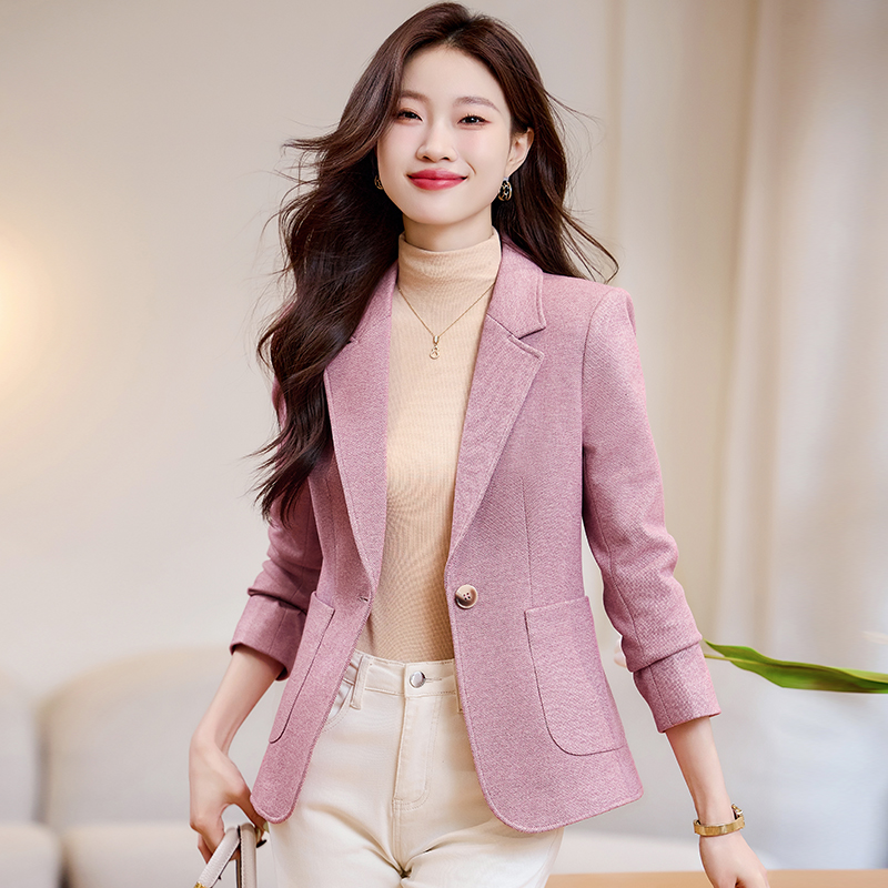 秋冬毛呢小西装外套女韩版英伦风复古休闲大码高级感短款西服上衣