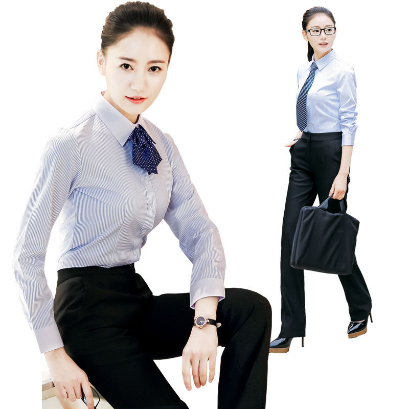 职业衬衫女长袖条纹正装衬衣工装职业装秋冬银行工作服女大码新款在类目 女装/女士精品, 衬衫中 - 来自Buy2taobao.com提供专业的淘宝代购服务