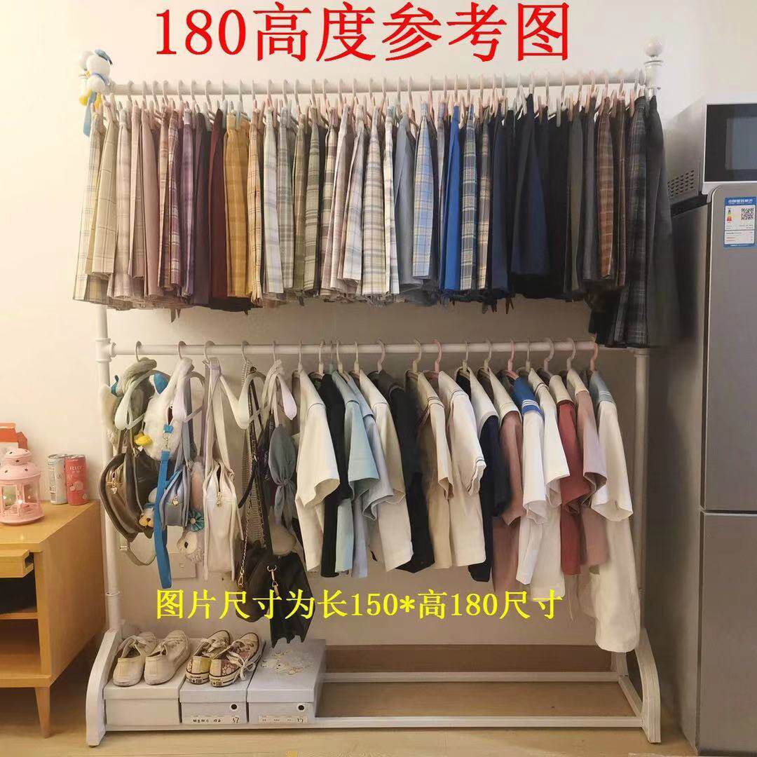 双层挂衣架男女装服装店展示架落地式货架童装店货架铁艺陈列架子