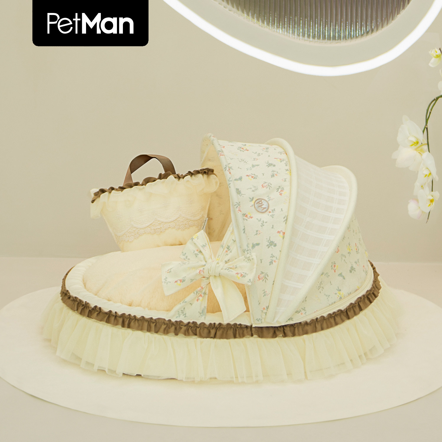 PetMan怦然心动摇篮优雅甜美的防水宠物窝纯棉猫狗通用法式宫廷床