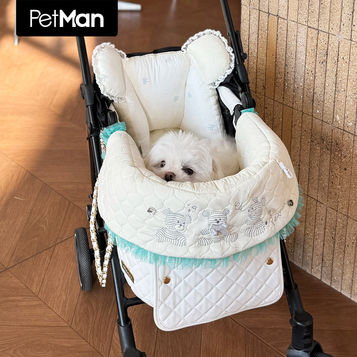 PetMan宠物推车围挡推车垫子卡通夏季冰丝凉感猫狗垫子车载外出