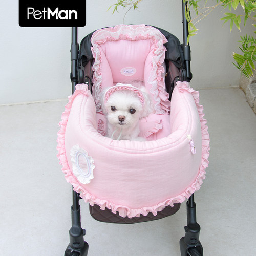 PetMan宠物推车围挡猫狗出行车垫子靠背猫狗通用公主风芭比粉原创