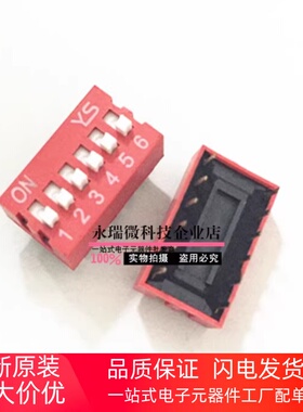 编码开关 2.54MM间距 （红色）DS-06 拨码开关 6位12脚 平拨开关
