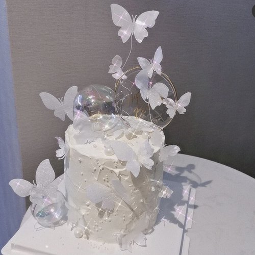 白色糯米纸蝴蝶蛋糕装饰插件