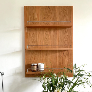实木挂墙置物架杂志收纳展示架客厅靠墙小书架多层定制网红杂志